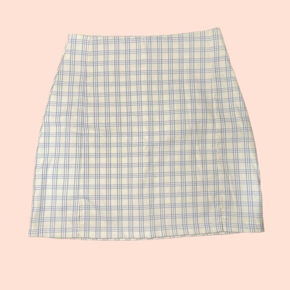 light blue and white john galt brandy melville mini skirt